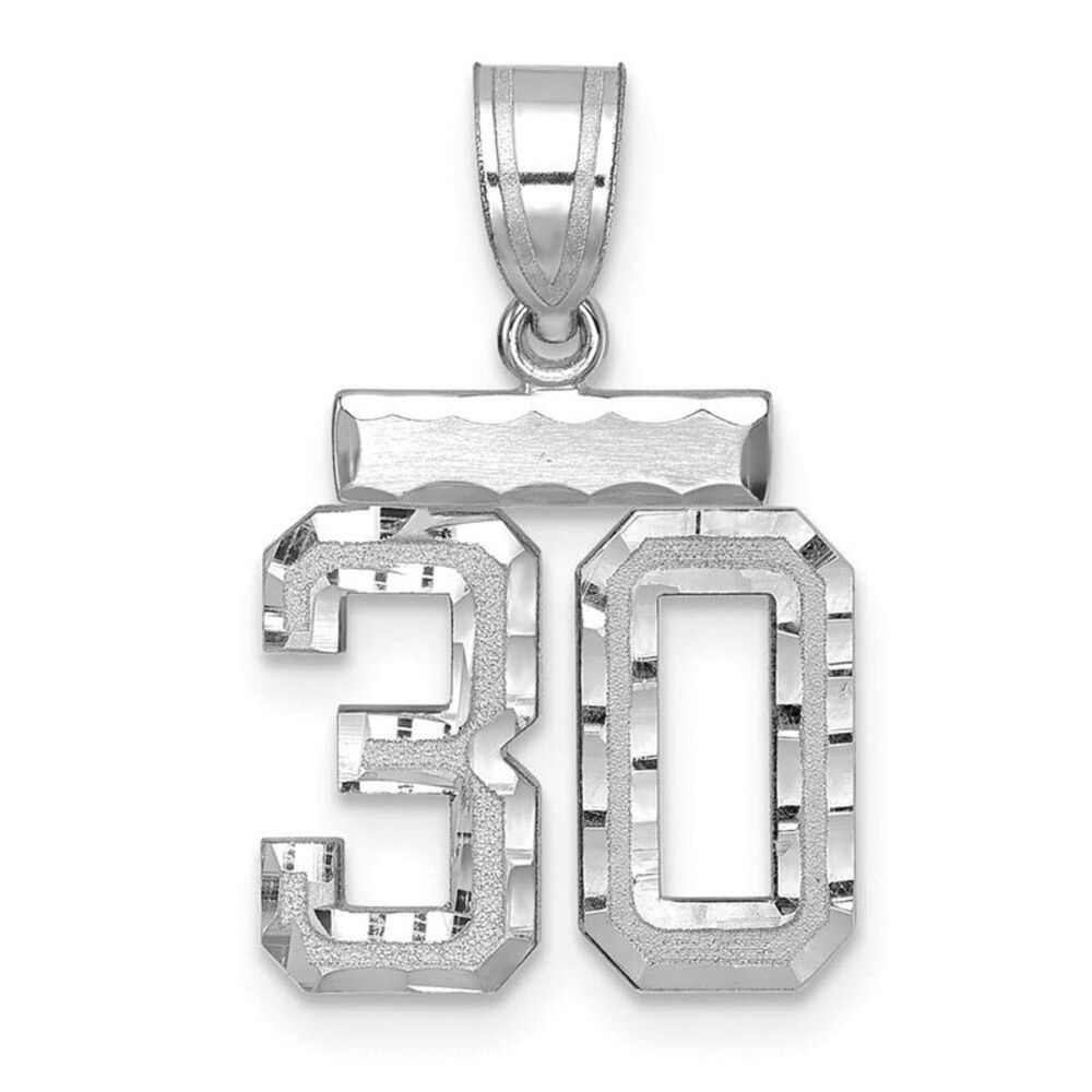 14k White Gold, Varsity Collection, Small D/C Pendant, Number 30